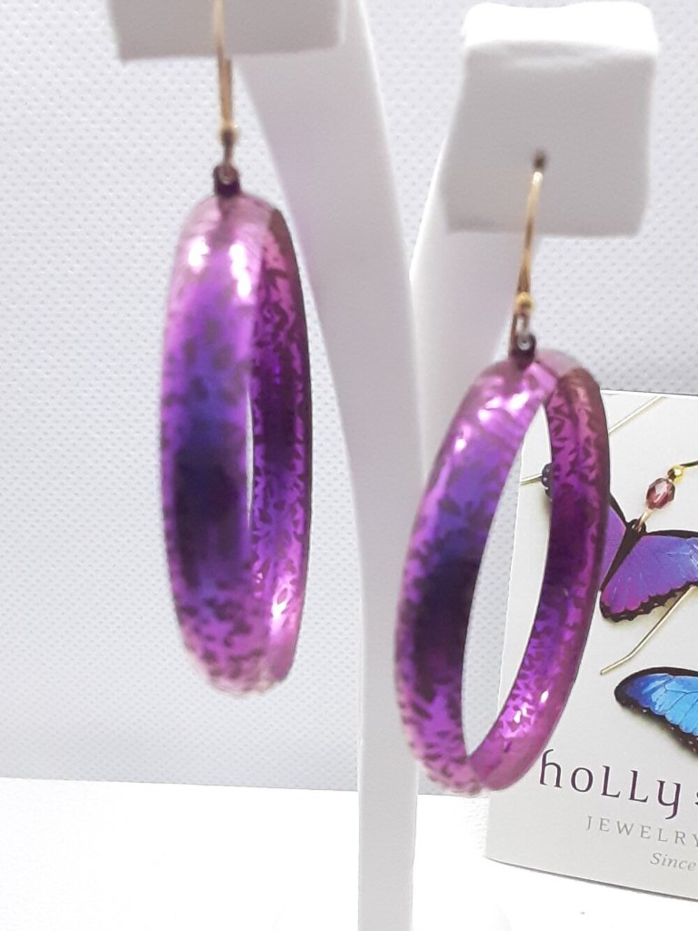 NEW Holly Yashi Purple Nobium Hoop Earrings - Picture 3 of 7